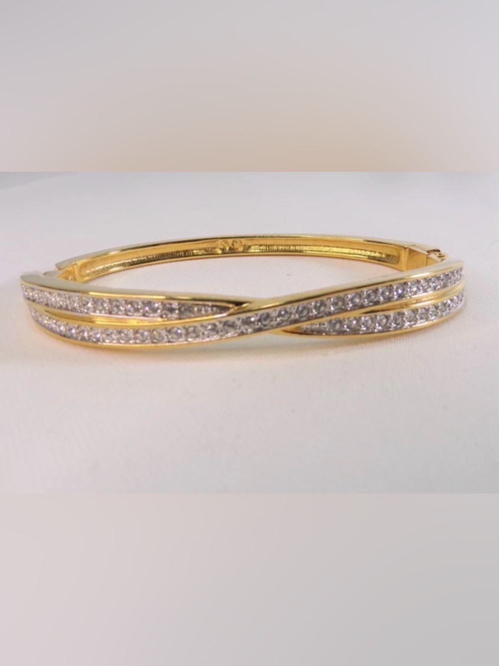 Swarovski Gold-Tone Crystal Crossover Bangle Bracelet